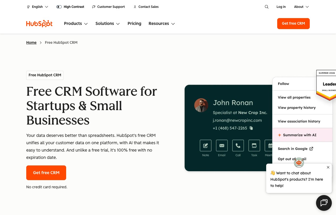 HubSpot CRM product interface