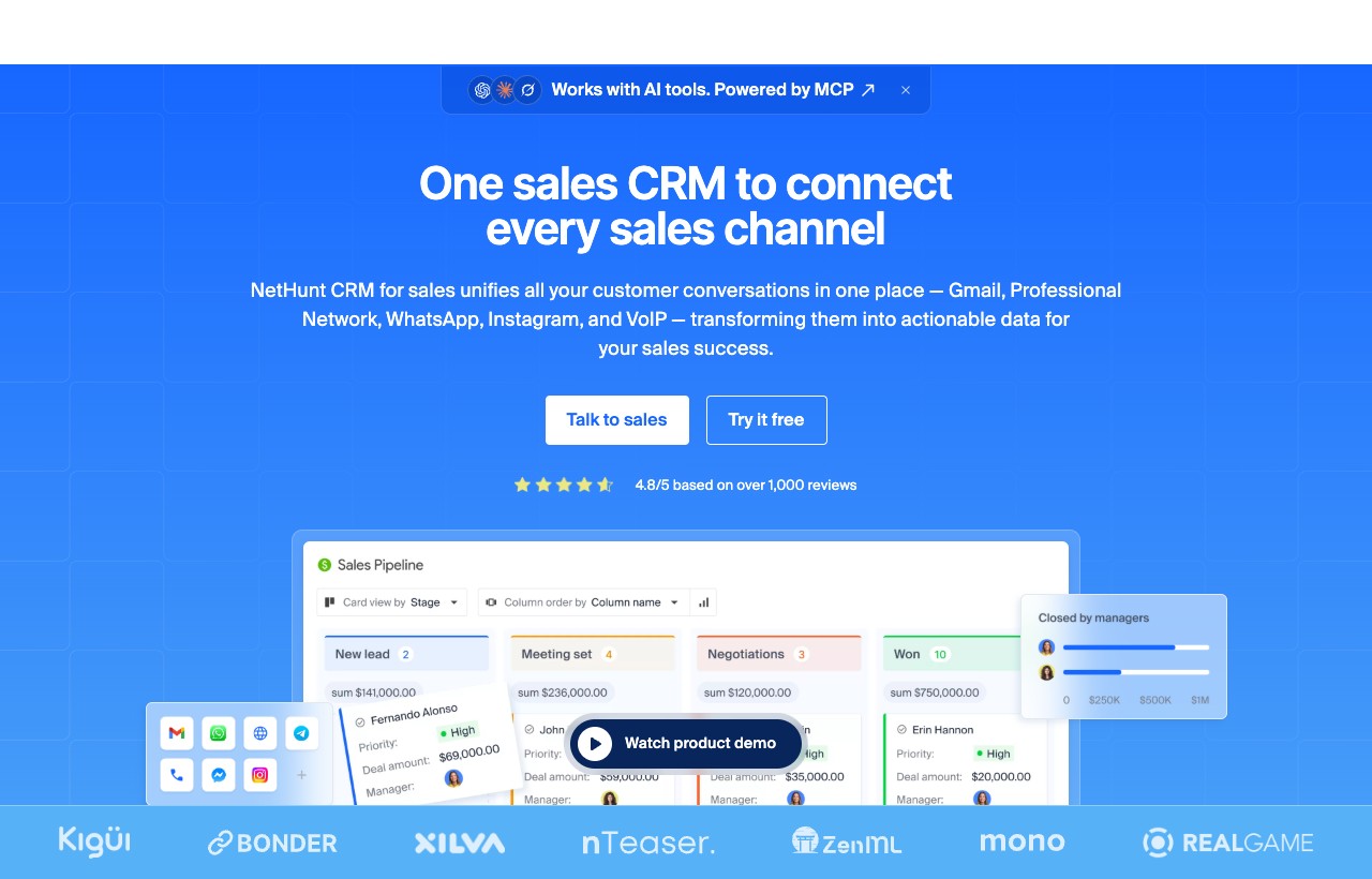 NetHunt CRM product interface