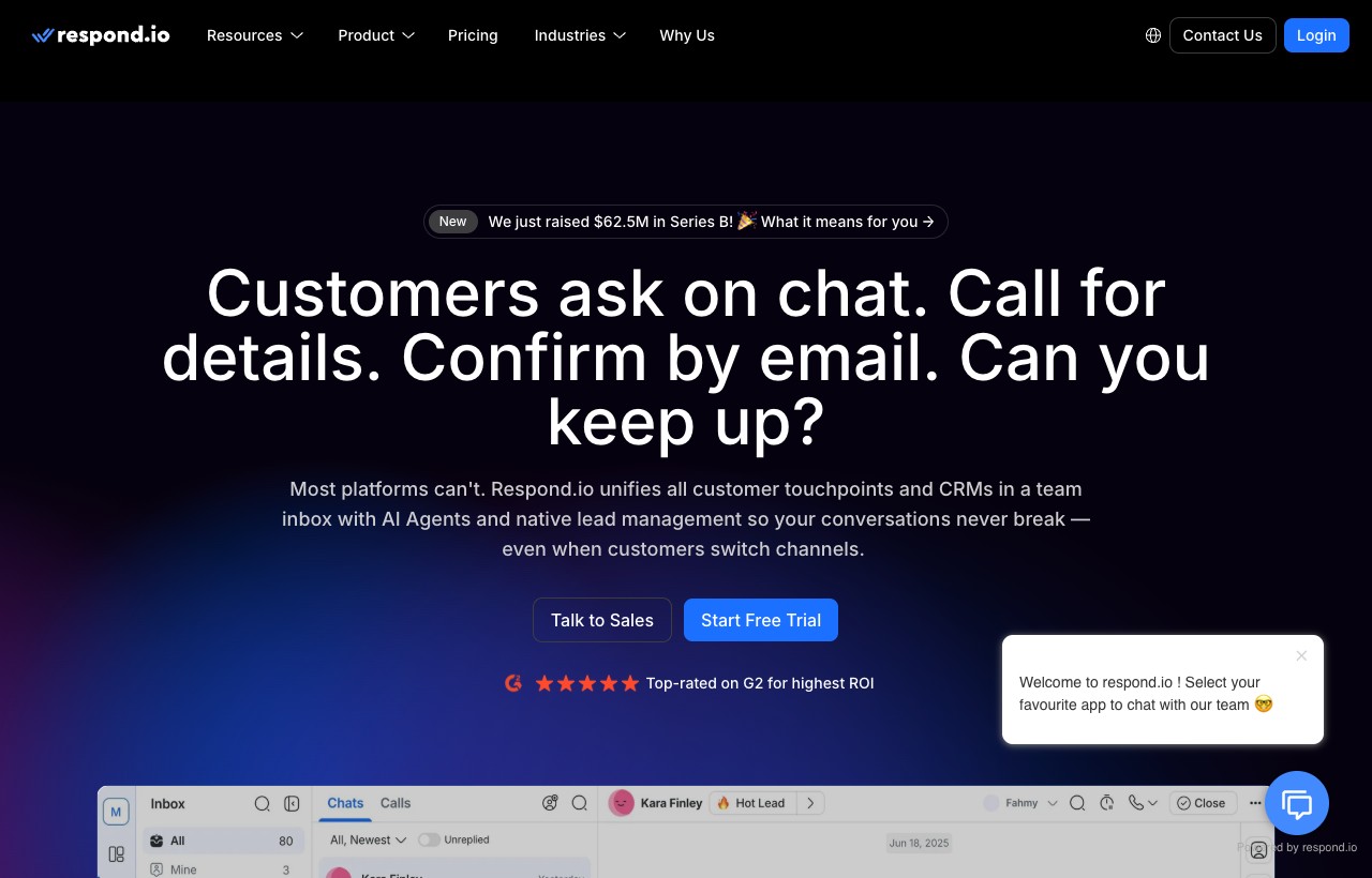 Respond.io product interface