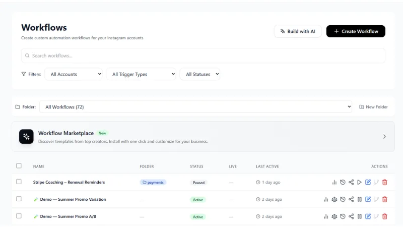 Inflowave AI Workflows visual builder overview
