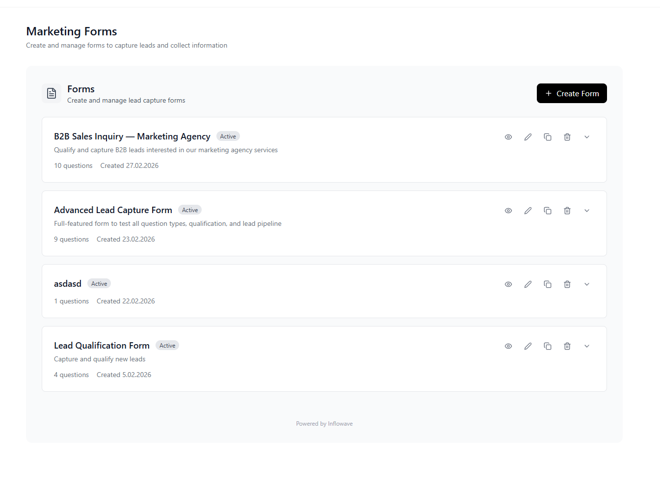 Inflowave Forms builder interface