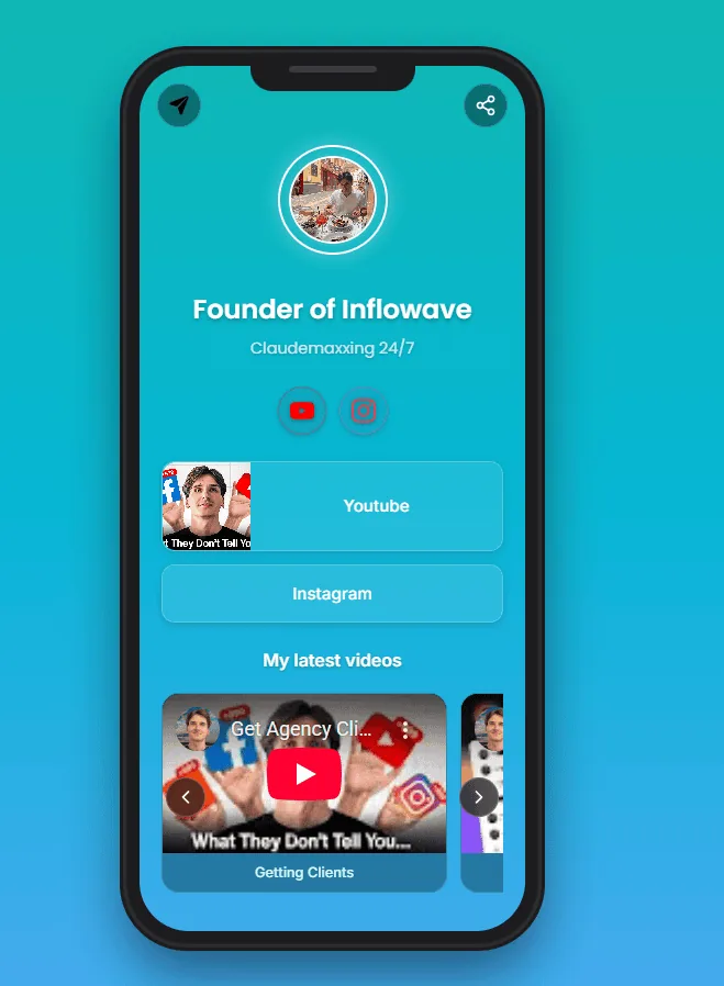 Inflowave Links - a free link-in-bio page with built-in analytics, lead capture, and DM automation