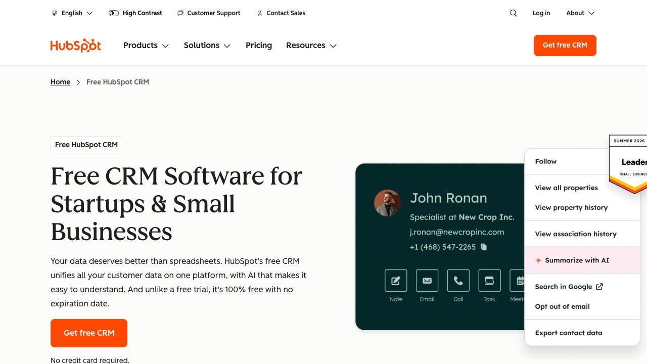 HubSpot product interface