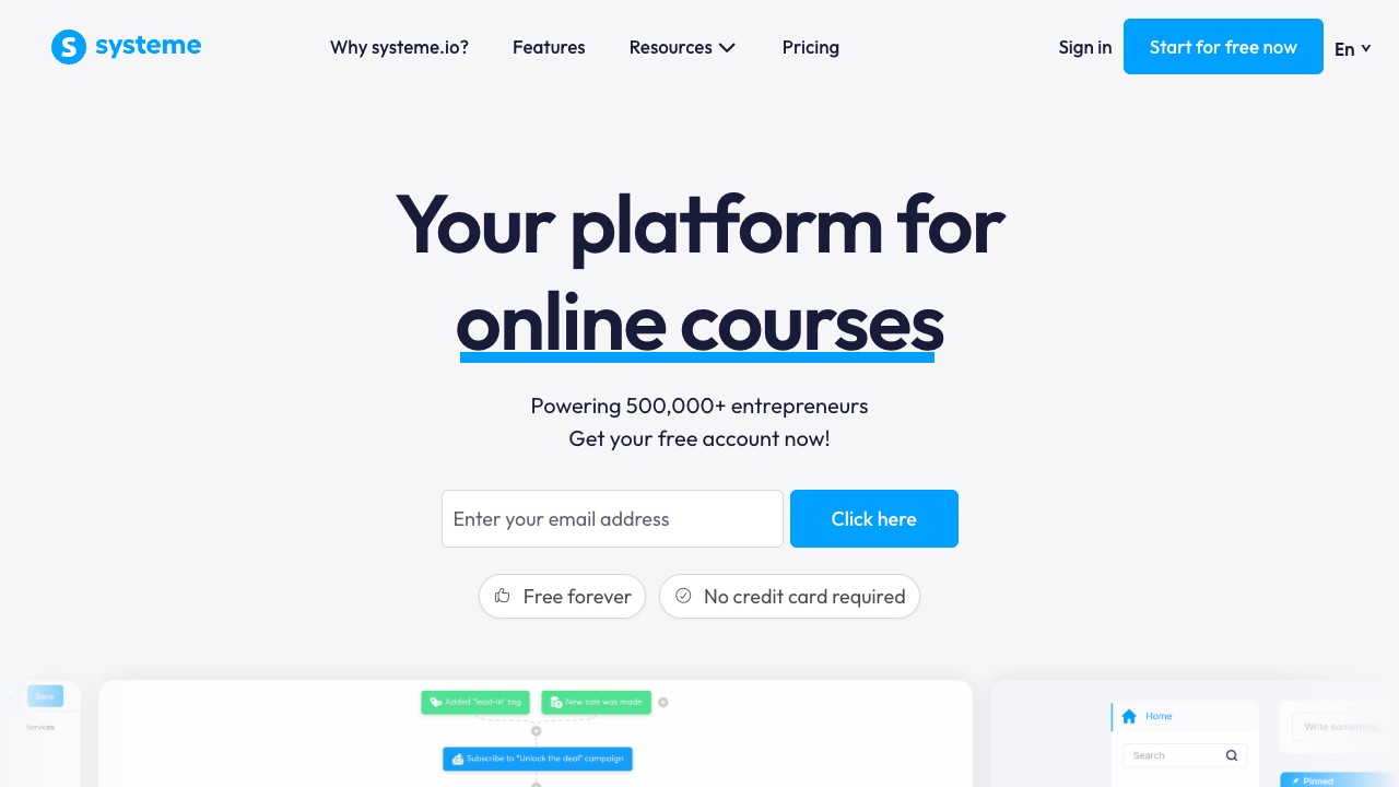 Systeme.io product interface