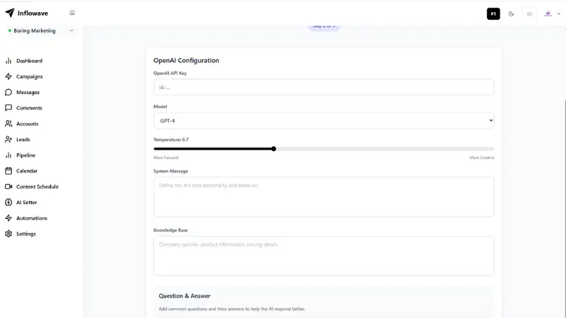 AI Instagram Chatbot Interface - Automate Instagram Messages