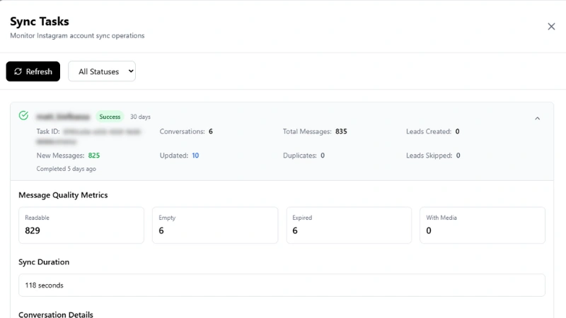 Download Instagram Conversations - Export for AI chatbot training
