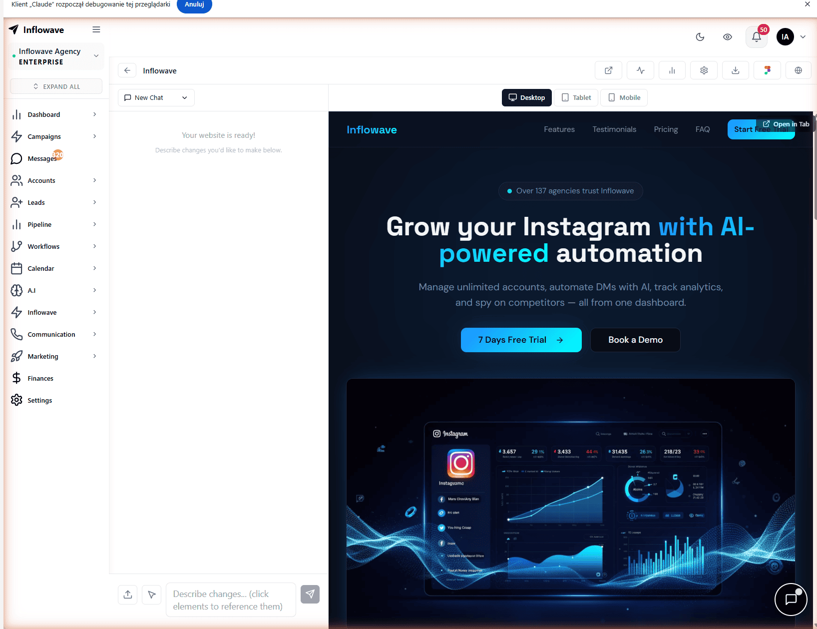 How to create a landing page with Inflowave A.I. - step-by-step tutorial