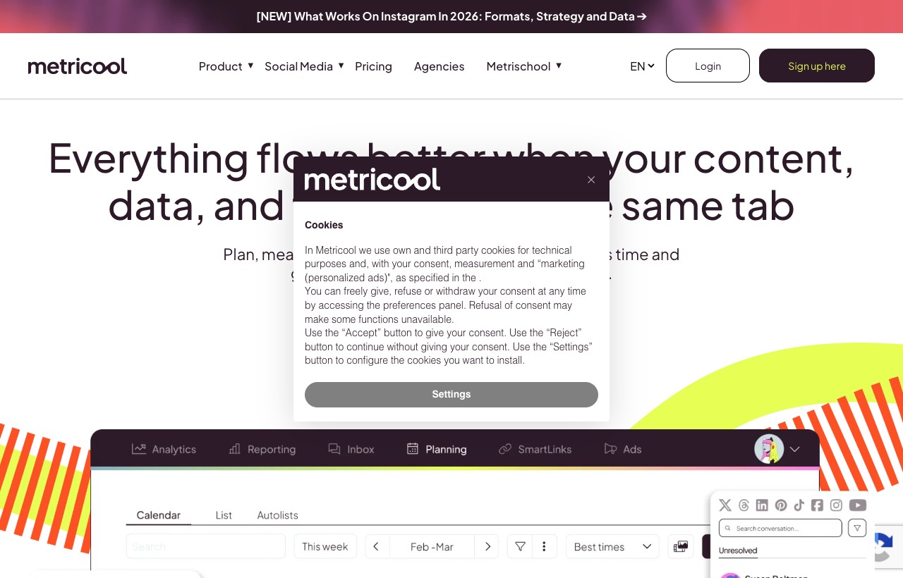 Metricool product interface
