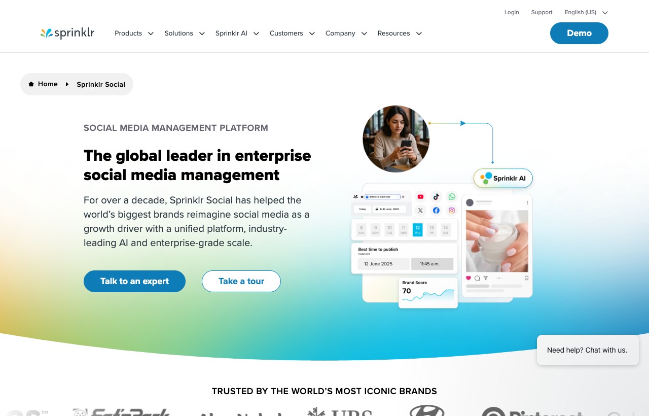Sprinklr Social product interface