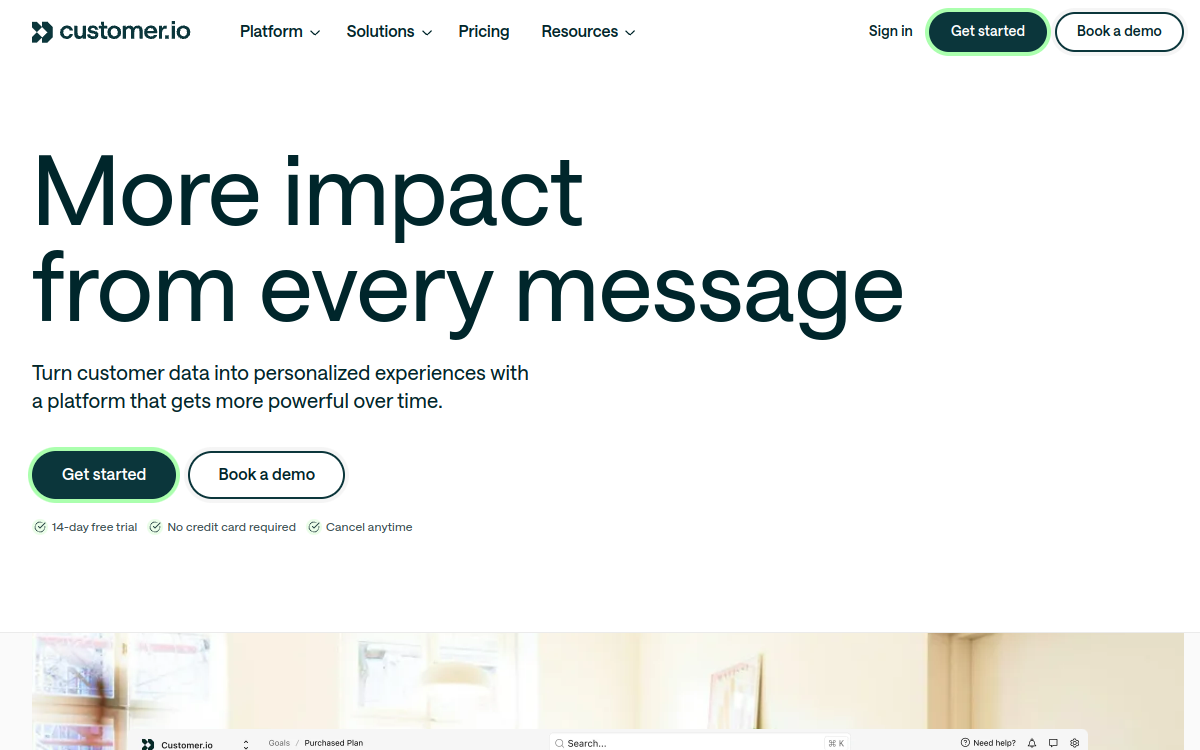 Customer.io product interface