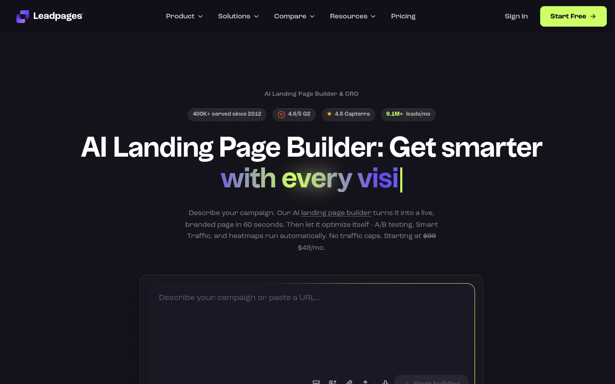 Leadpages product interface