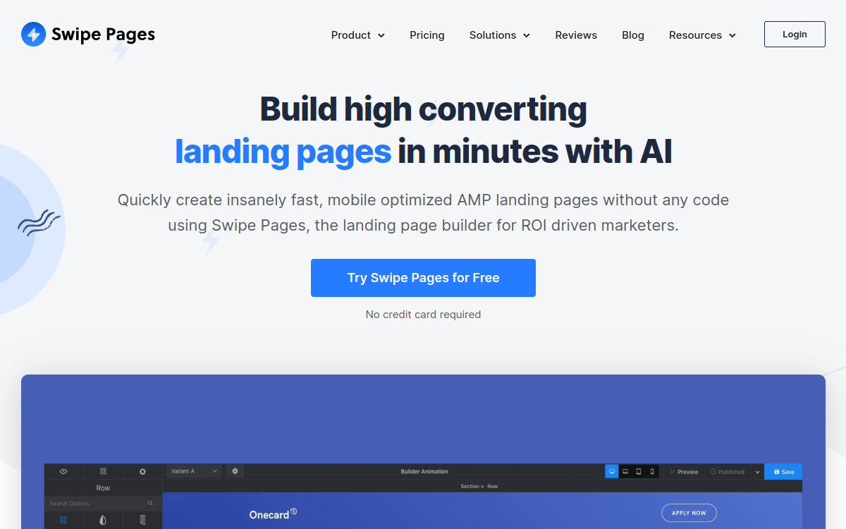 Swipe Pages product interface