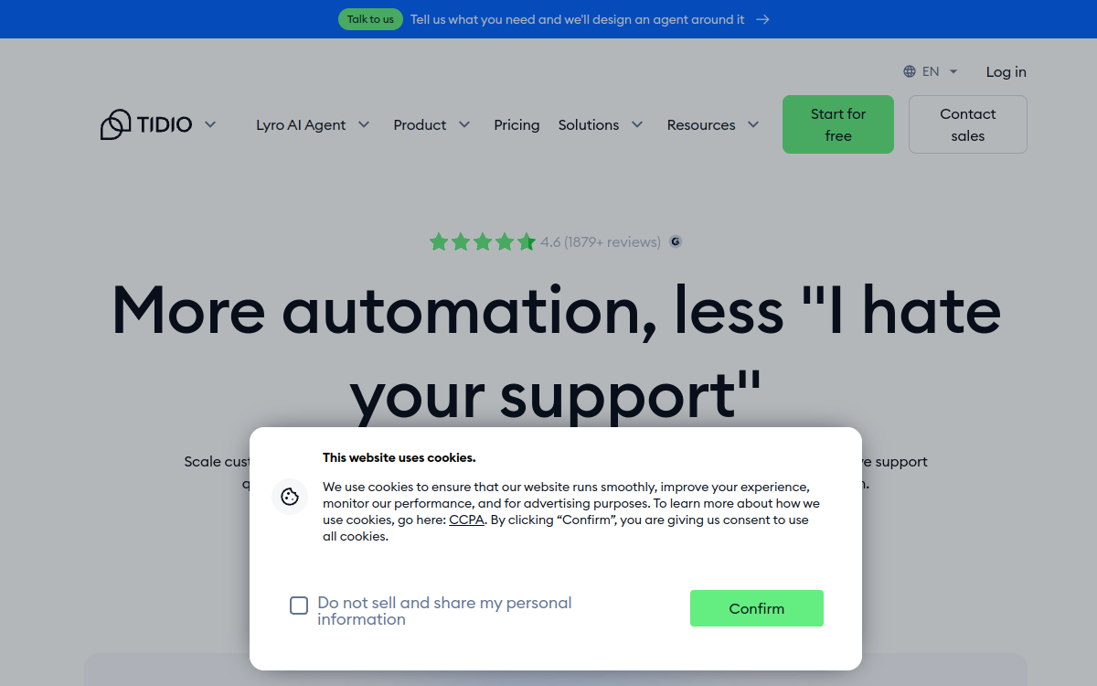 Tidio product interface