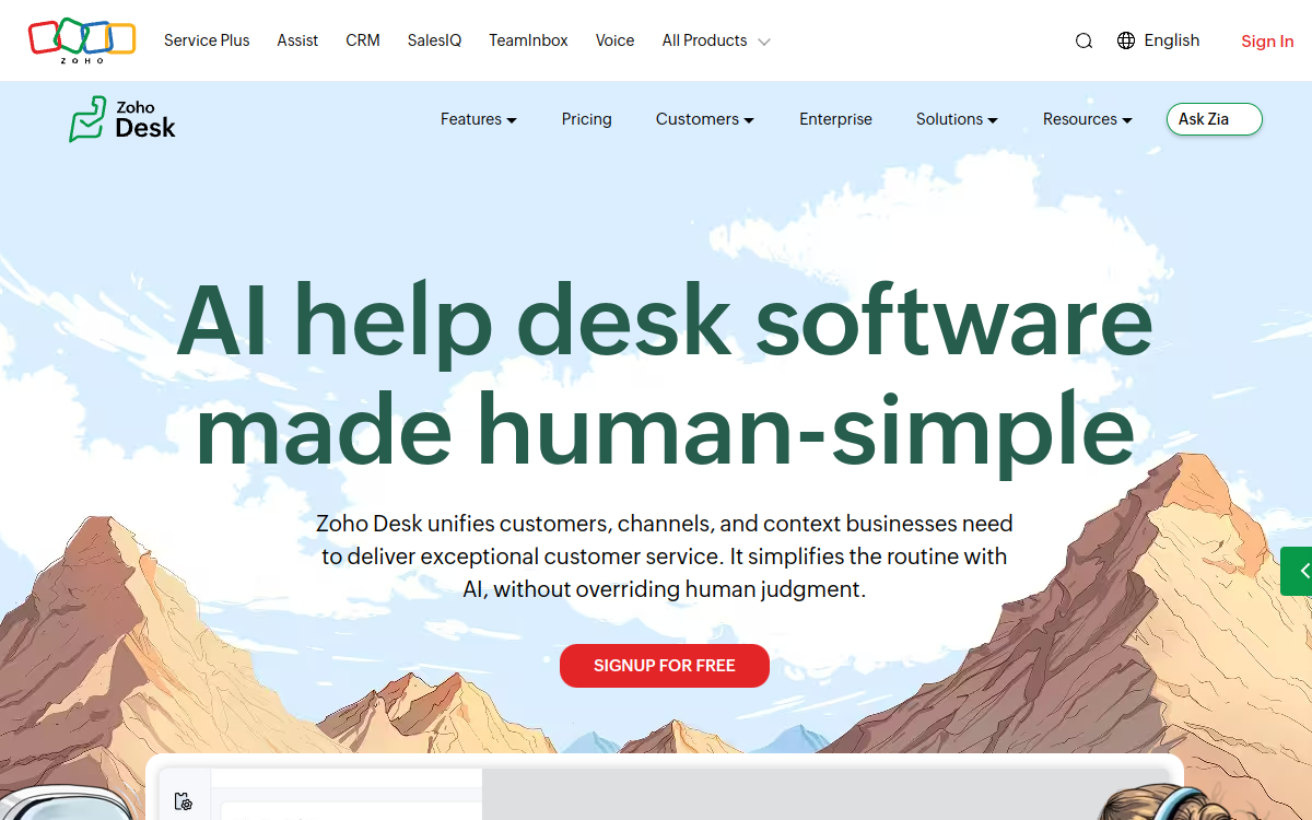 Zoho Desk product interface